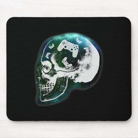 Mind Controller Skull Gaming Gamer Mens Boys Teens マウスパッド (正面)