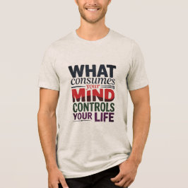「Mind Controls Life」カラー数々のタイポグラフィ引用文 トライブレンドＴシャツ