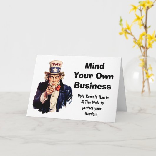 Mind Your Own Business Harris Walz 2024 カード (黄色い花)