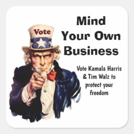 Mind Your Own Business Harris Walz 2024 スクエアシール