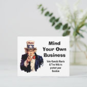 Mind Your Own Business Harris Walz 2024 ポストカード (スタンド正面)