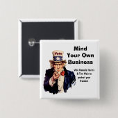 Mind Your Own Business Harris Walz 2024 缶バッジ (正面&裏面)