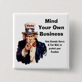 Mind Your Own Business Harris Walz 2024 缶バッジ