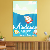 Mindanao、フィリピンの漫画旅行ポスター キャンバスプリント (インサイチュ (リビング))