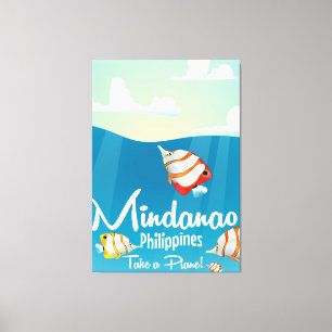 Mindanao、フィリピンの漫画旅行ポスター キャンバスプリント