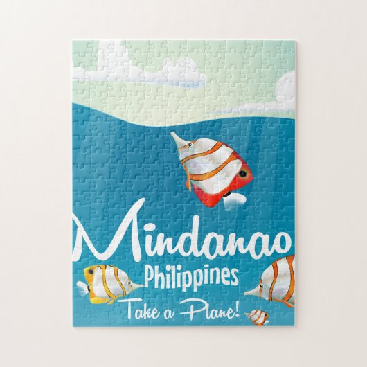 Mindanao、フィリピンの漫画旅行ポスター ジグソーパズル (縦)