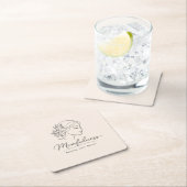 Mindful Mom Floral Line Art スクエアペーパーコースター (インサイチュ)