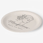 Mindful Mom Floral Line Art ペーパープレート (アングル)