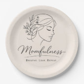 Mindful Mom Floral Line Art ペーパープレート (正面)