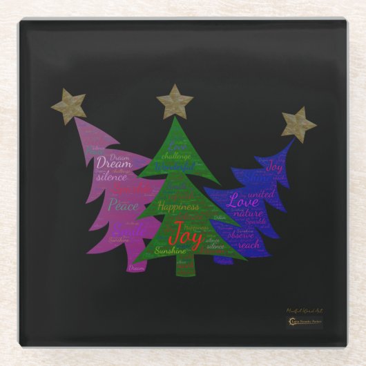 Mindful Word Art - Coasters ガラスコースター (正面)