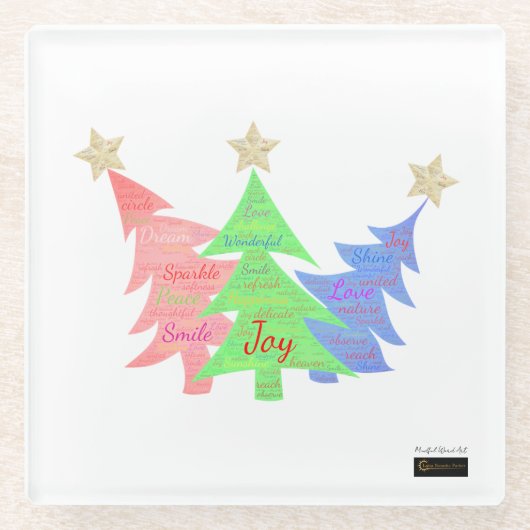 Mindful Word Art - Coasters ガラスコースター (正面)