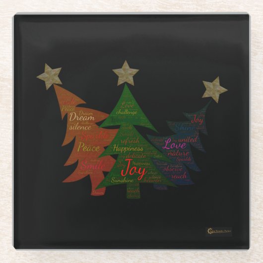 Mindful Word Art - Coasters ガラスコースター (正面)