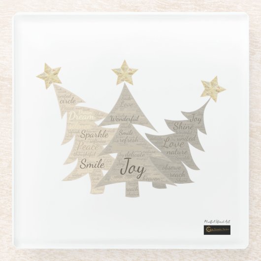 Mindful Word Art - Coasters ガラスコースター (正面)