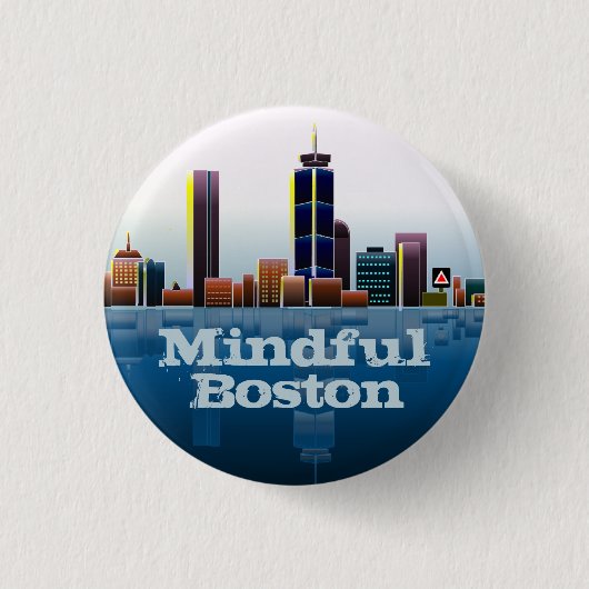MindfulBostonのクラシックスカイラインボタン 缶バッジ (正面)