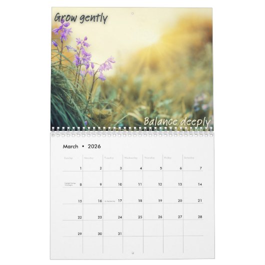 Mindfulness Positive Affirmations 2026 Calendar カレンダー (3月 2026)