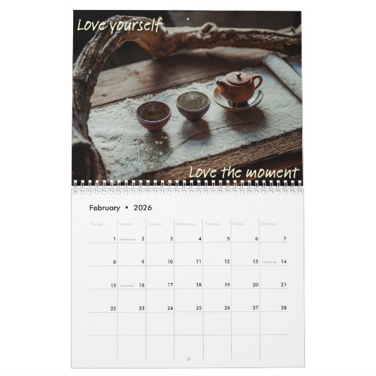 Mindfulness Positive Affirmations 2026 Calendar カレンダー (2月 2026)