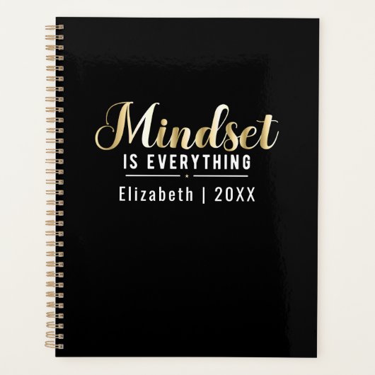 "Mindset is Everything"金ゴールド感動的引用文 プランナー手帳 (正面)