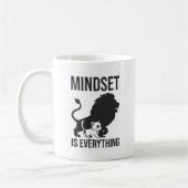 Mindset is Everything - Cat やる気を起こさせる Lion コーヒーマグカップ (左)