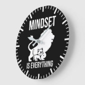 Mindset is Everything - Cat やる気を起こさせる Lion ラージ壁時計 (傾斜)