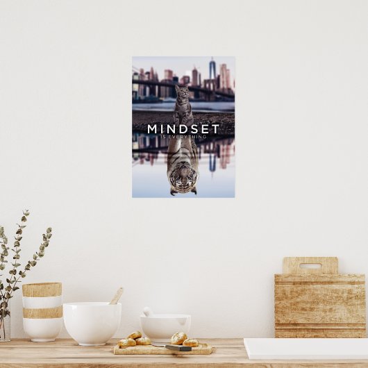 Mindset Is Everything - Cat and Tiger Reflection ポスター (キッチン)