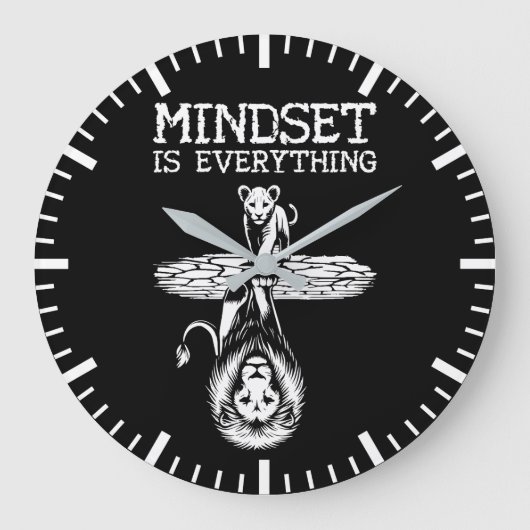 Mindset Is Everything, Cat Lion – ジム、ハッスル ラージ壁時計 (正面)