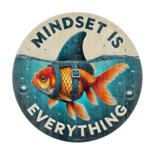 Mindset Is Everything Goldfish Motivational Quote カッティングボード (正面)