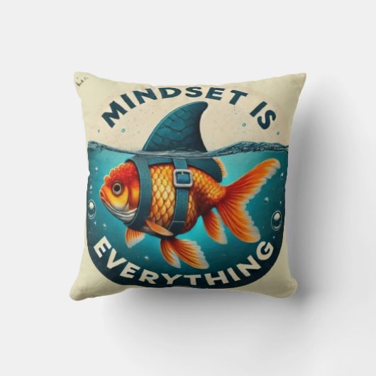 Mindset Is Everything Goldfish Motivational Quote クッション (裏面)