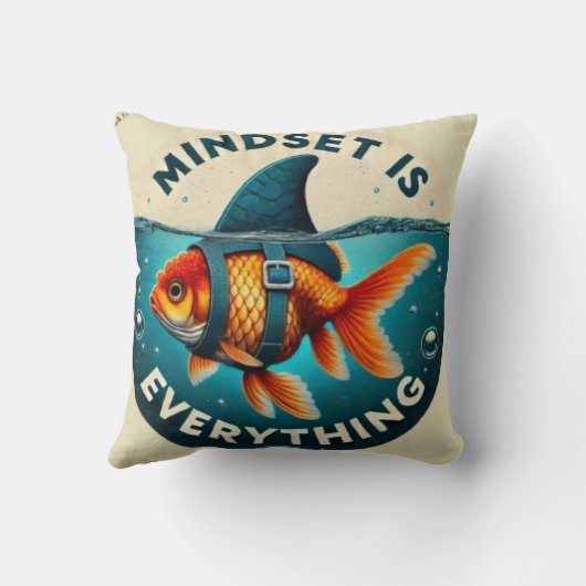 Mindset Is Everything Goldfish Motivational Quote クッション (裏面)