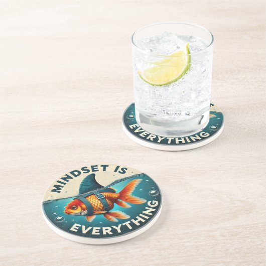 Mindset Is Everything Goldfish Motivational Quote コースター (側面)