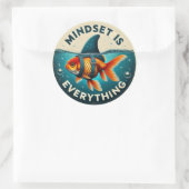 Mindset Is Everything Goldfish Motivational Quote ラウンドシール (バッグ)