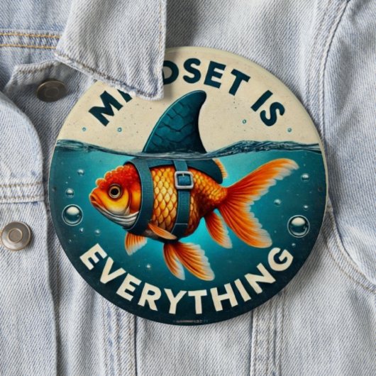 Mindset Is Everything Goldfish Motivational Quote 缶バッジ (インサイチュ)