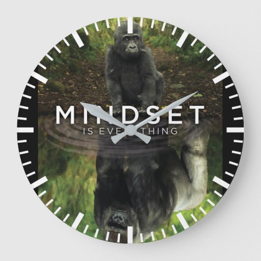 Mindset Is Everything - Gorilla Motivational ラージ壁時計 (正面)