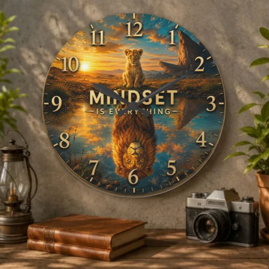 Mindset Is Everything Lion ラージ壁時計