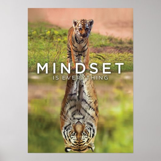 Mindset Is Everything - Tiger やる気を起こさせる Hustle ポスター (正面)