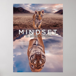 Mindset Is Everything - Tiger Water Reflection ポスター