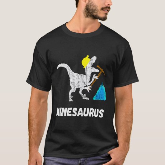 Mine Dinosaurs Gold Coal Miner Dino Mining T-Rex Tシャツ (正面)