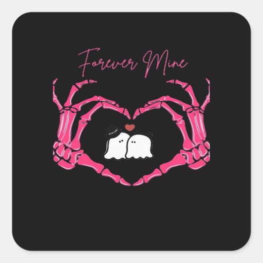 Mine Valentines Day Classic Skeleton Hands Hearts  スクエアシール (正面)