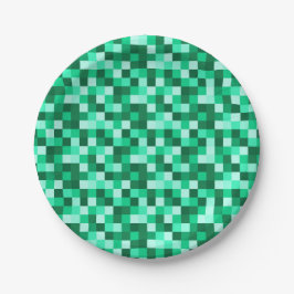Minecraftにインスパイアされたグリーンピクセルギフトタグプリント ペーパープレート