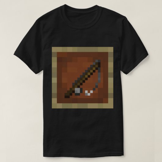 Minecraftアイテム魚釣りロッド Tシャツ (デザイン正面)