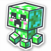 Minecraft、かわいいクリッパー、ミニクラフター、チビ（小さくかわいく書いた感じ）かわいい シール (正面)