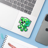 Minecraft、かわいいクリッパー、ミニクラフター、チビ(小さくかわいく書いた感じ)かわいい シール (ノートパソコンとiPhone)