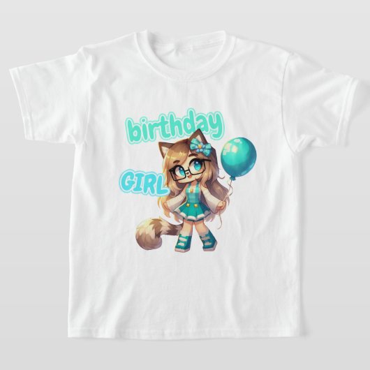 Minecraft Aphmau、誕生日ガール、かわいいシアン・キム、 Tシャツ (レイダウン)