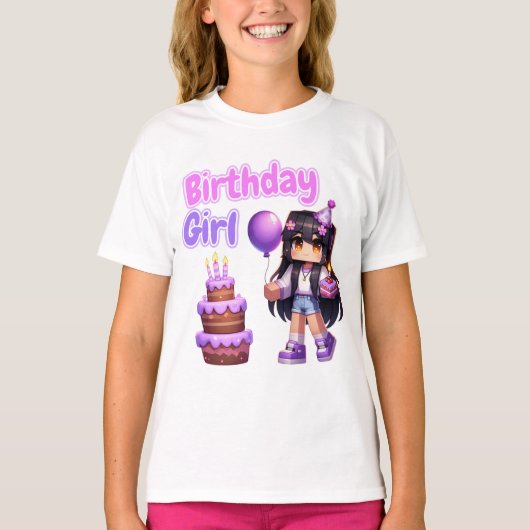 Minecraft Aphmau、誕生日ガール、かわいいYoutuber、 Tシャツ (正面)