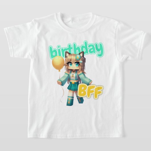 Minecraft Aphmau、誕生日BFF、かわいいシアン・キム、 Tシャツ (レイダウン)