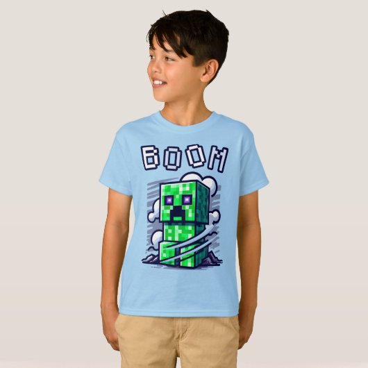 Minecraft Creeper、BOOM、Minecrafter、クールTシャツ Tシャツ (正面フル)