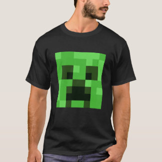 Minecraft Creeper Pixelated Big Face Character Tシャツ