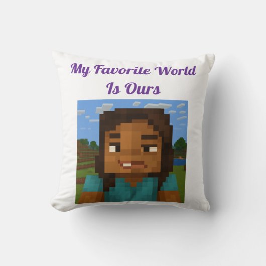 Minecraft-Inspired Gamer Pillow | Pixel Art Couple クッション (正面)