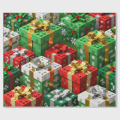 Minecraft Style Christmas Present Box Gift Wrap ラッピングペーパー (フラット)