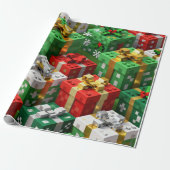 Minecraft Style Christmas Present Box Gift Wrap ラッピングペーパー (アンロールド)