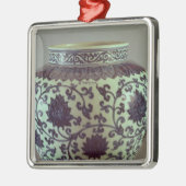 Mingの大きく青および白いつぼ メタルオーナメント (左)